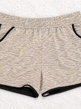 Beige Marled Women's Athletic Shorts with Black Trim